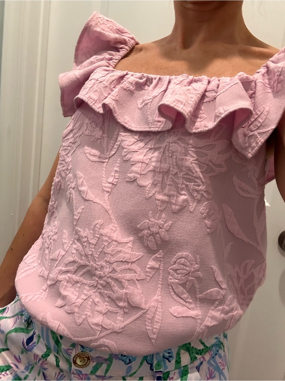 Lilly Pulitzer Lavender Ruffle Square-Neck Tank - Picture 5 of 10